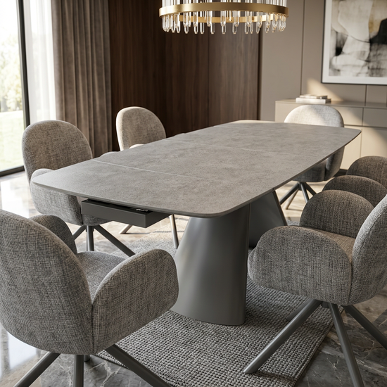 Gstaad Grey Extendable Sintered Stone Table