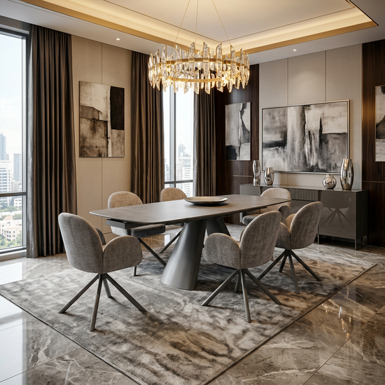 Gstaad Grey Extendable Sintered Stone Table