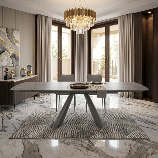 Gstaad Grey Extendable Sintered Stone Table