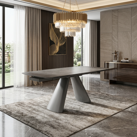 Gstaad Grey Extendable Sintered Stone Table