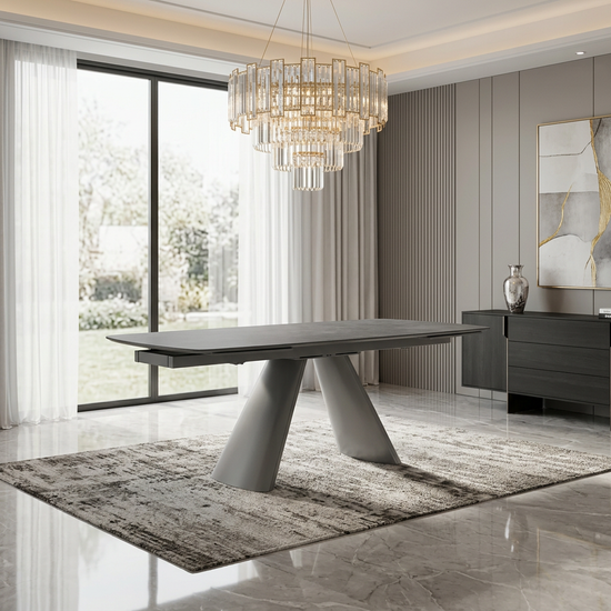 Gstaad Grey Extendable Sintered Stone Table