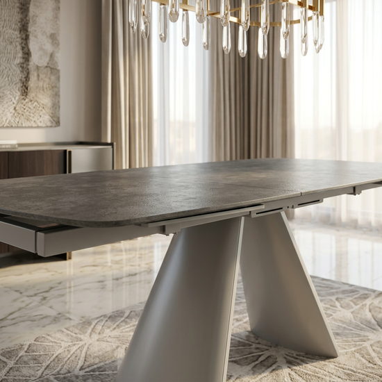 Gstaad Grey Extendable Sintered Stone Table