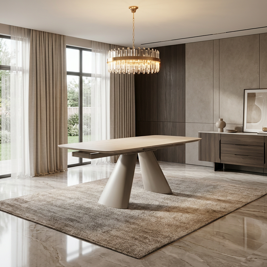 Gstaad Beige Extendable Sintered Stone Table