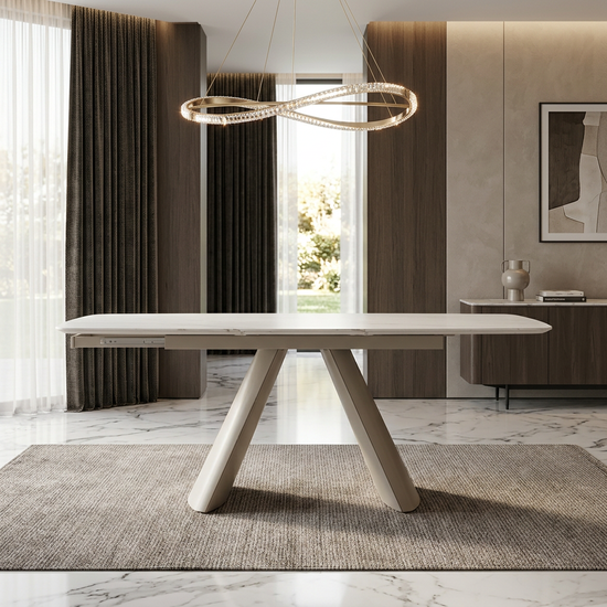 Gstaad Beige Extendable Sintered Stone Table