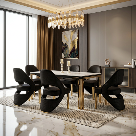 Santorini & Sorrento Dining Chair - Black Shimmer / Gold
