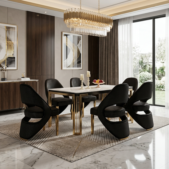 Santorini & Sorrento Dining Chair - Black Shimmer / Gold