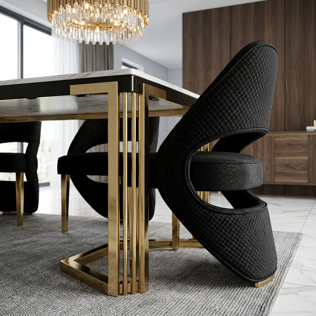 Santorini & Sorrento Dining Chair - Black Shimmer / Gold