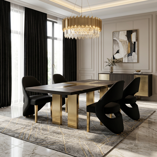 Santorini & Sorrento Dining Chair - Black Shimmer / Gold