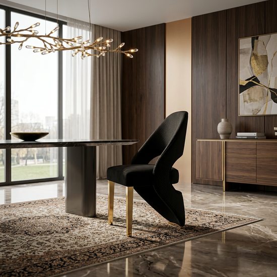 Santorini & Sorrento Dining Chair - Black Shimmer / Gold
