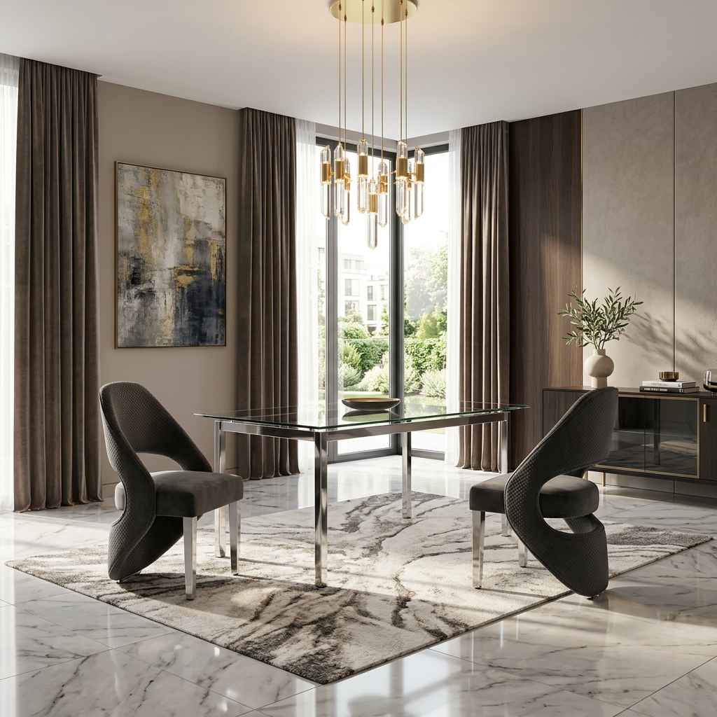 Santorini & Sorrento Dining Chair - Grey Velvet / Silver