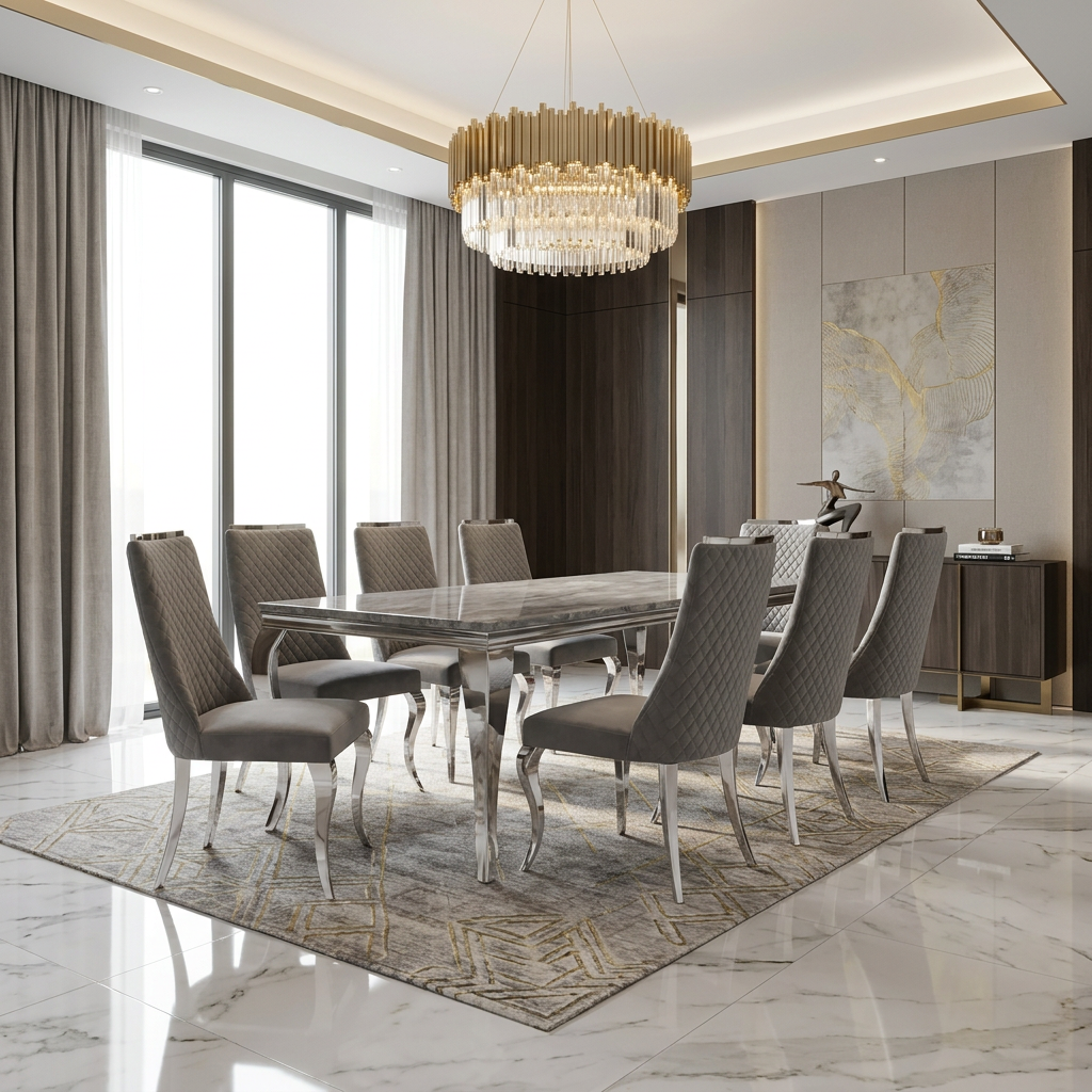 Roxby Grey & Chrome Dining Chair