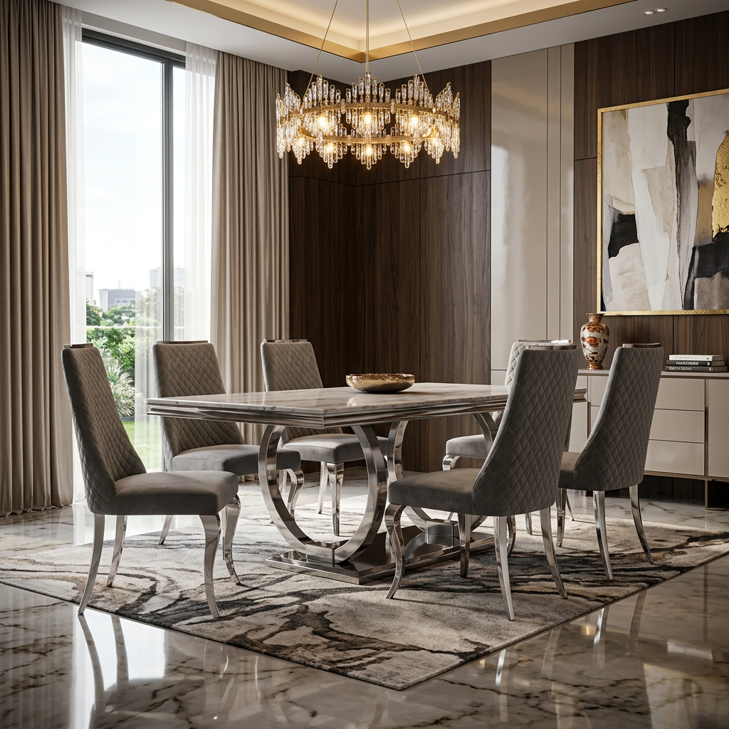 Roxby Grey & Chrome Dining Chair