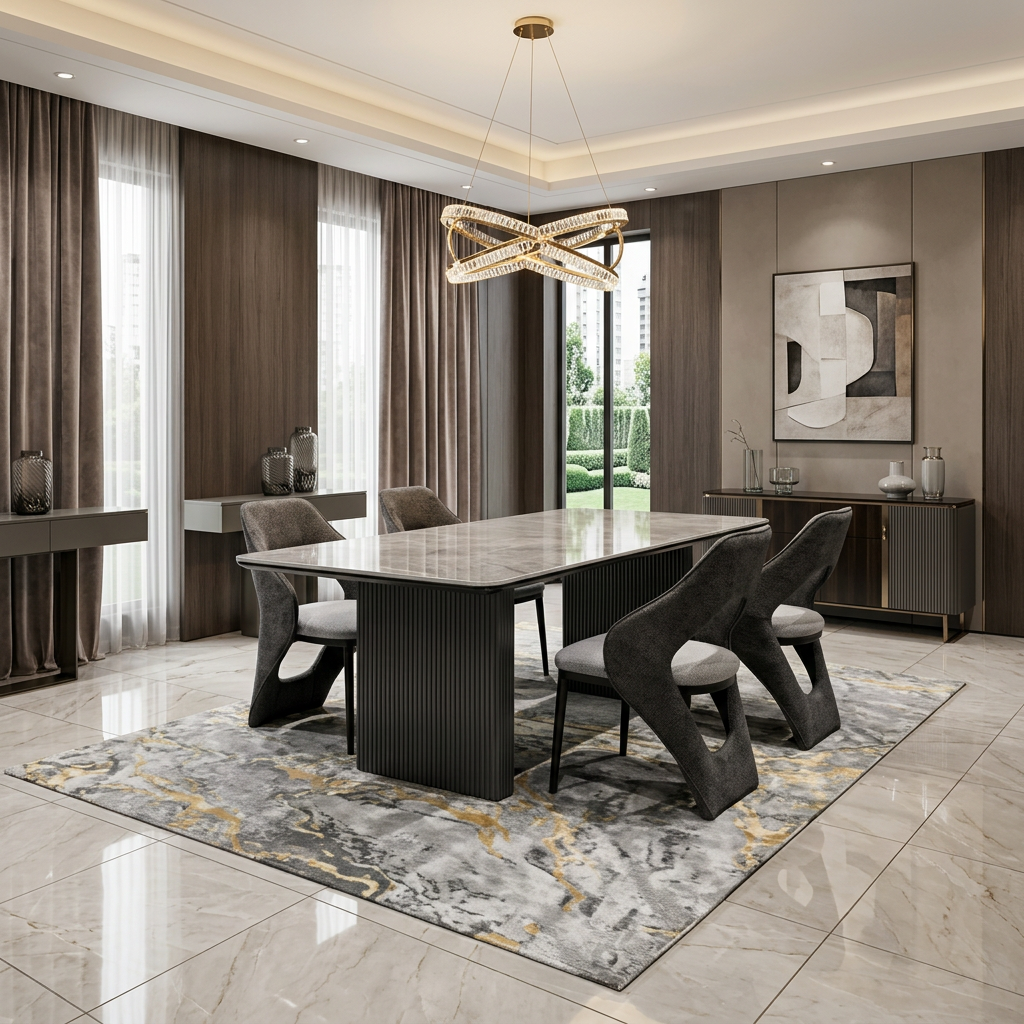 Engelberg 180cm Grey & Black Dining Table