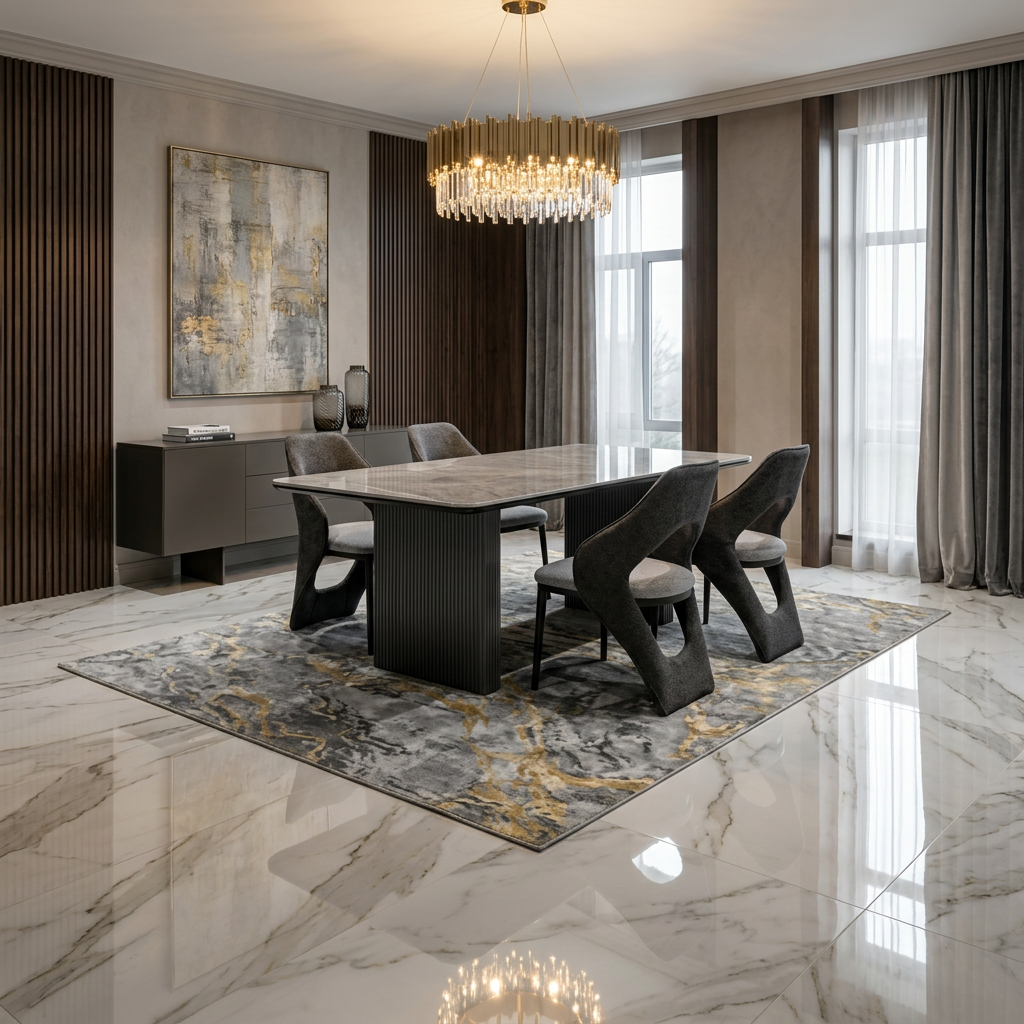 Engelberg 180cm Grey & Black Dining Table