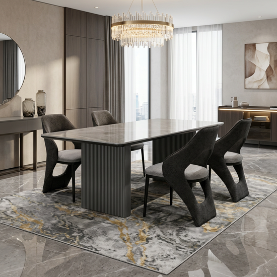 Engelberg 180cm Grey & Black Dining Table