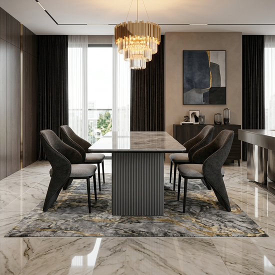 Engelberg 180cm Grey & Black Dining Table