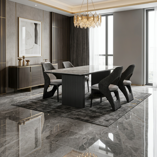 Engelberg 180cm Grey & Black Dining Table