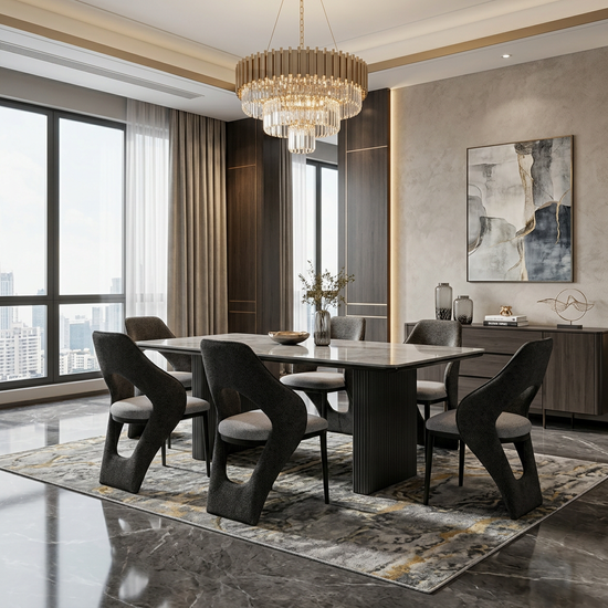 Engelberg 180cm Grey & Black Dining Table