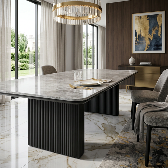 Engelberg 180cm Grey & Black Dining Table