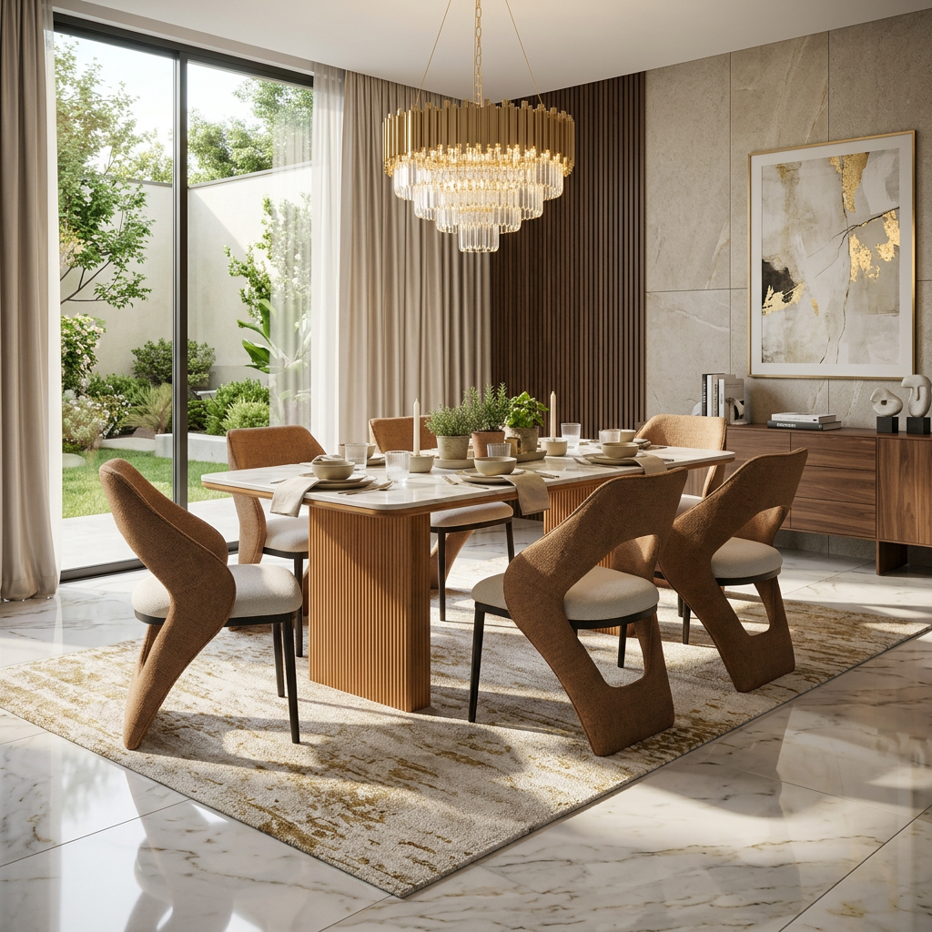 Engelberg 180cm Cream & Gold Dining Table