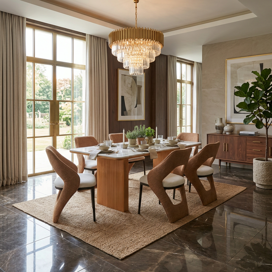 Engelberg 180cm Cream & Gold Dining Table