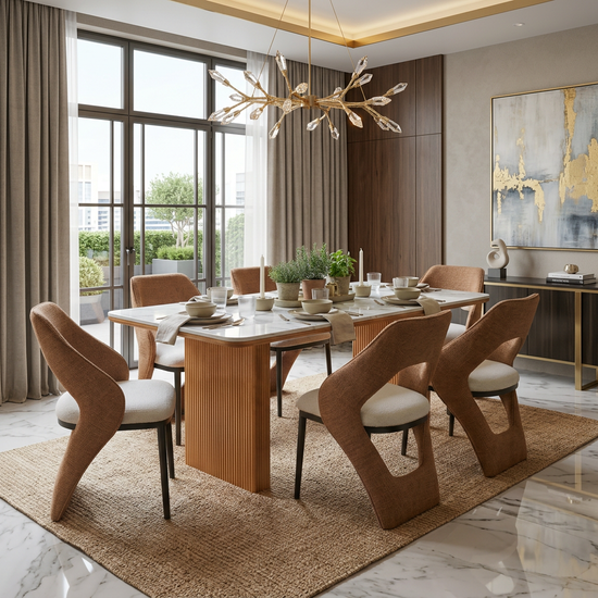 Engelberg 180cm Cream & Gold Dining Table