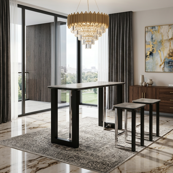 Engelberg Grey & Black Bar / Breakfast Table