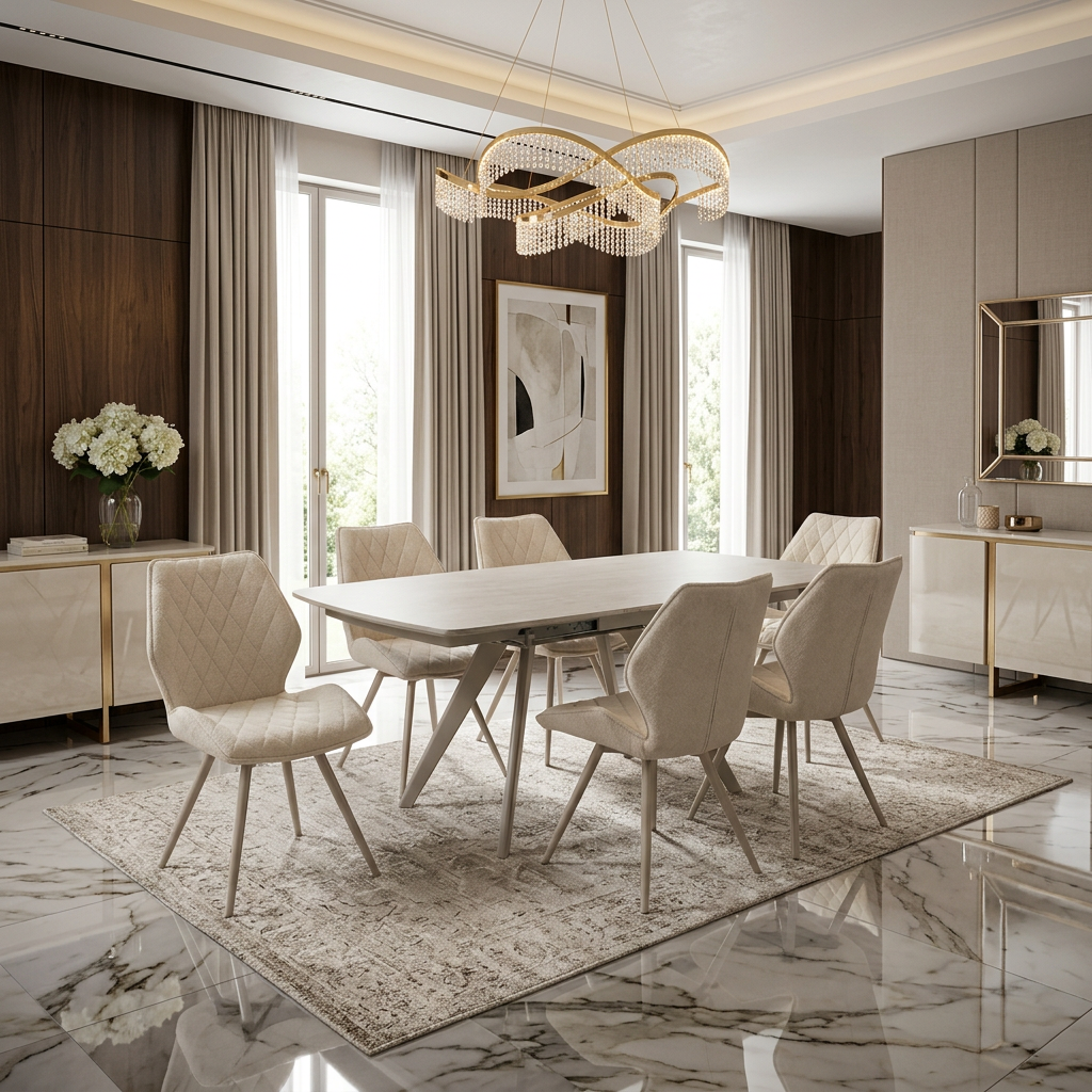 Cambridge Beige Sintered Stone Extendable Table