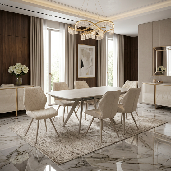 Cambridge Beige Sintered Stone Extendable Table