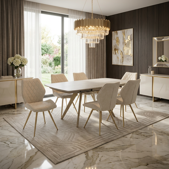 Cambridge Beige Sintered Stone Extendable Table