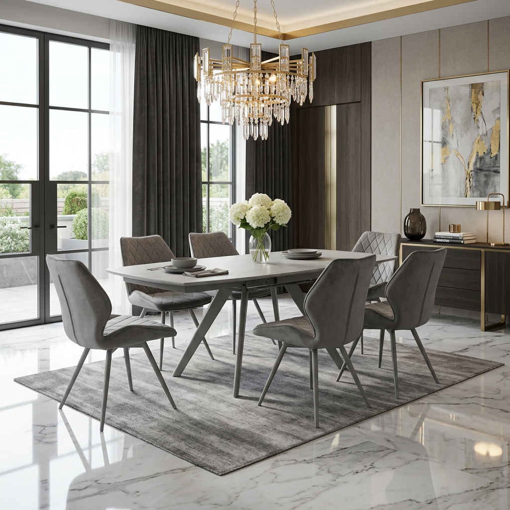 Cambridge Grey Sintered Stone Extendable Table