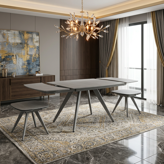 Cambridge Grey Sintered Stone Extendable Table