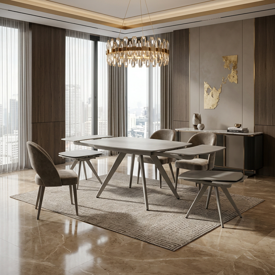 Cambridge Beige Sintered Stone Extendable Table