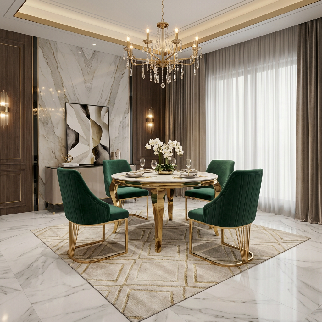Sofia Round Cream & Gold Table 110cm