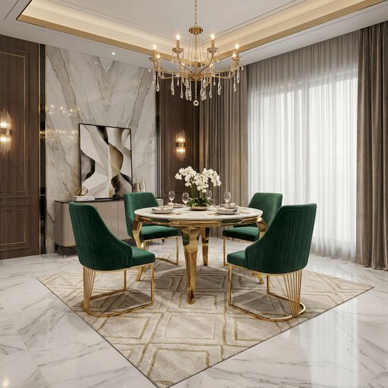 Sofia Round Cream & Gold Table 110cm