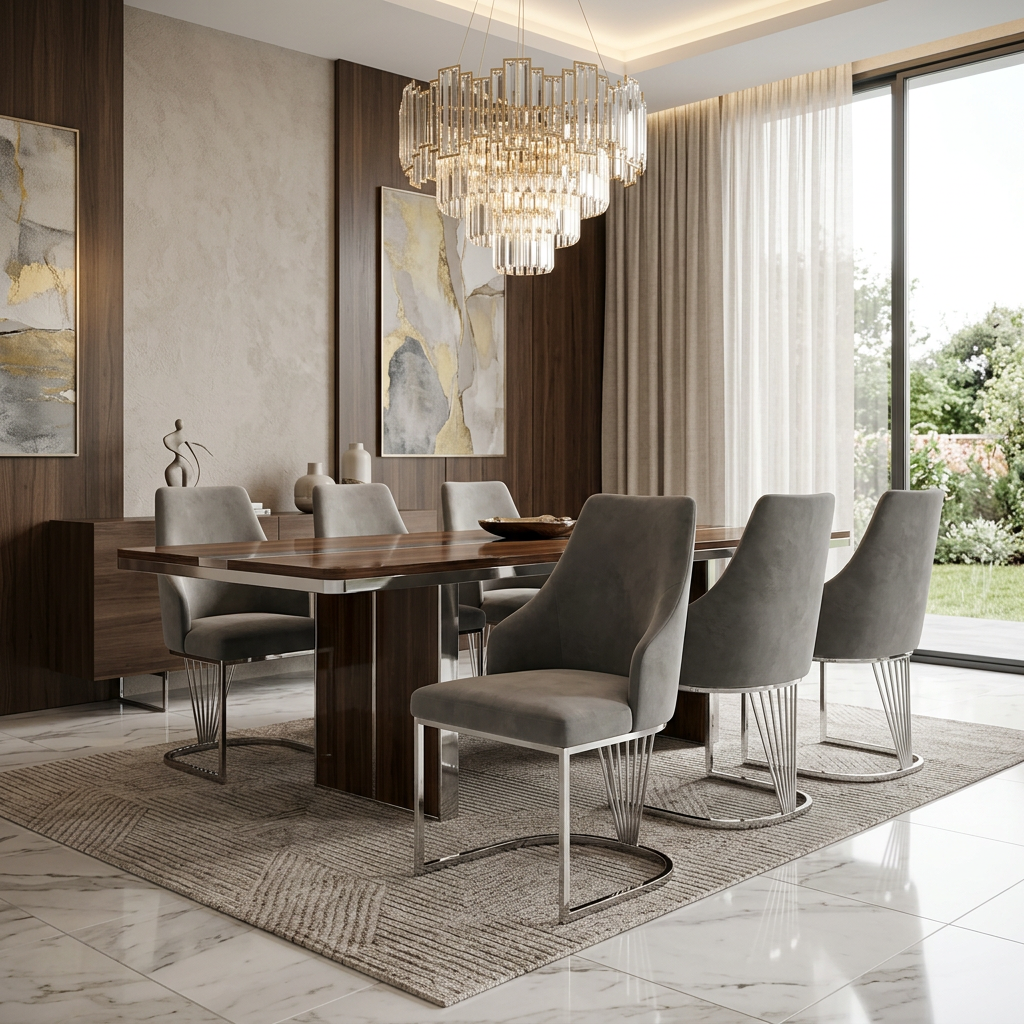 Sofia Round Grey Velvet Dinning Chair