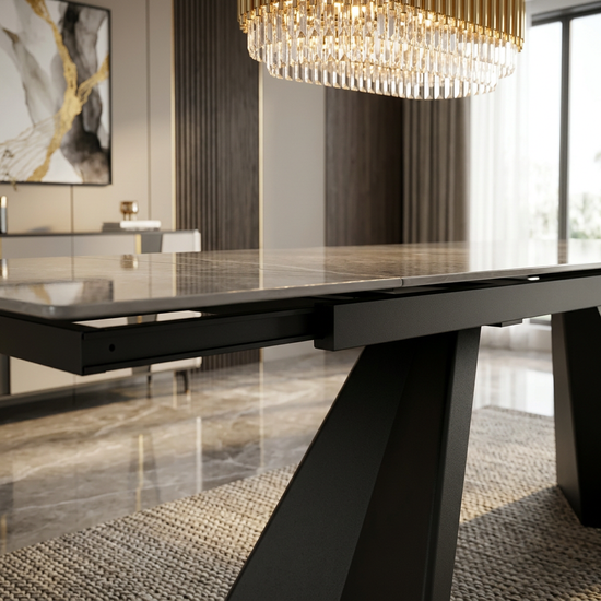 Chicago Grey Ceramic Top / Black Metal Base