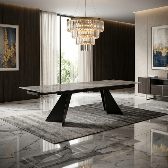 Chicago Grey Ceramic Top / Black Metal Base