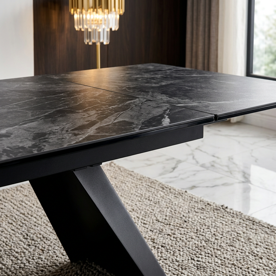 Chicago Black Ceramic Top / Black Metal Base