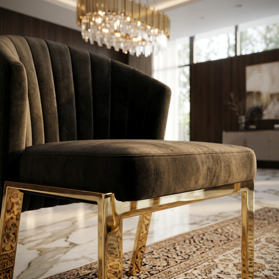 Fabio Dining Chair - Black Shimmer / Gold