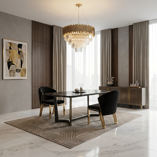 Fabio Dining Chair - Black Shimmer / Gold