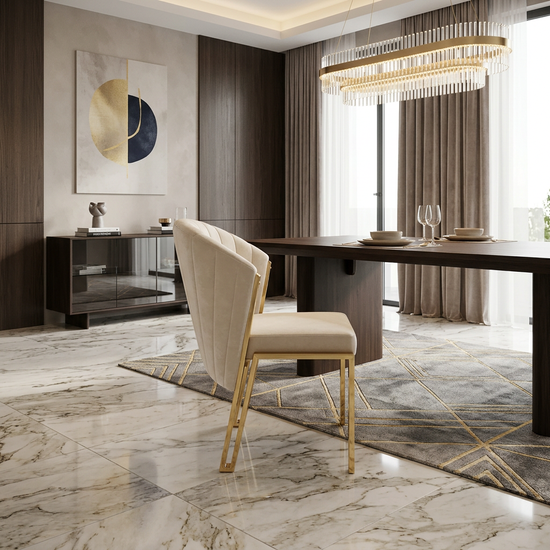 Fabio Dining Chair - CreamShimmer / Gold