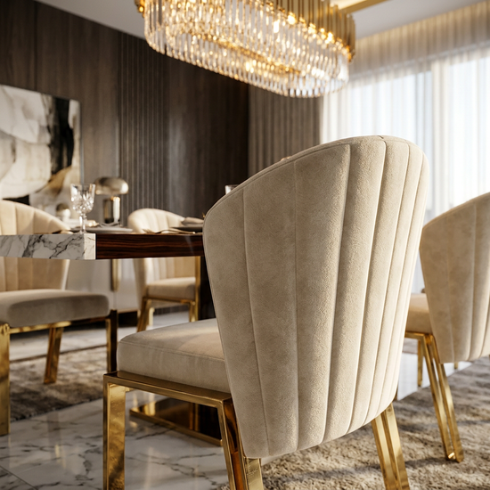 Fabio Dining Chair - CreamShimmer / Gold