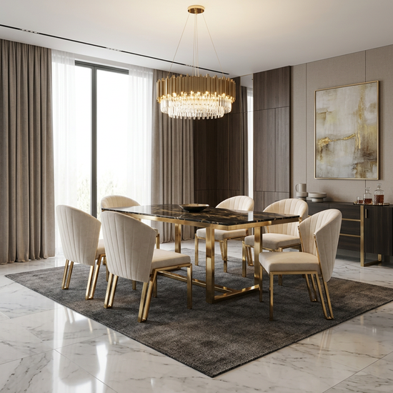 Fabio Dining Chair - CreamShimmer / Gold