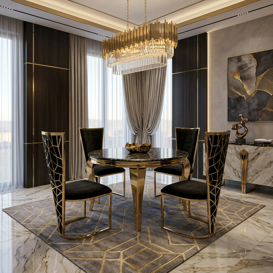 Sofia Round Black & Gold Table 110cm