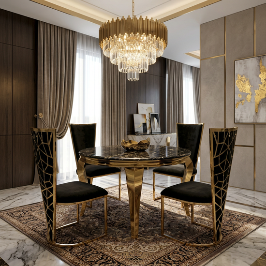 Sofia Round Black & Gold Table 110cm