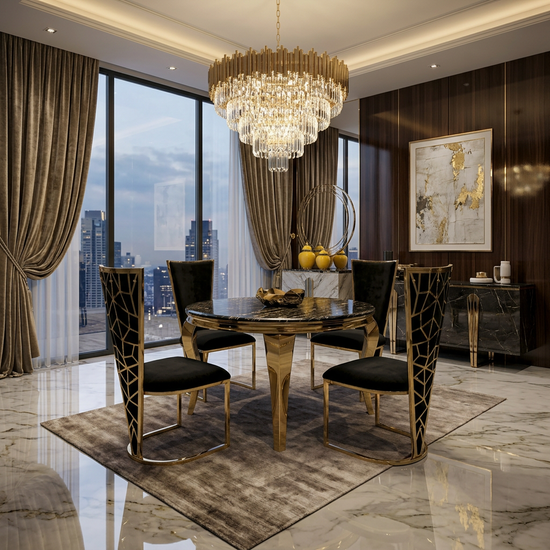 Sofia Round Black & Gold Table 110cm