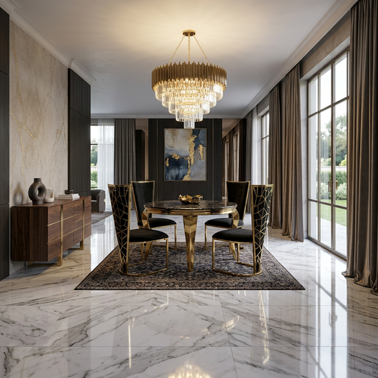 Sofia Round Black & Gold Table 110cm