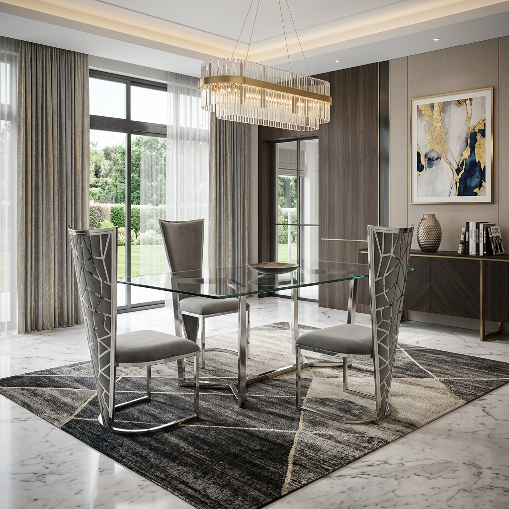 Vienna & Sofia Grey and Silver Dining Chair