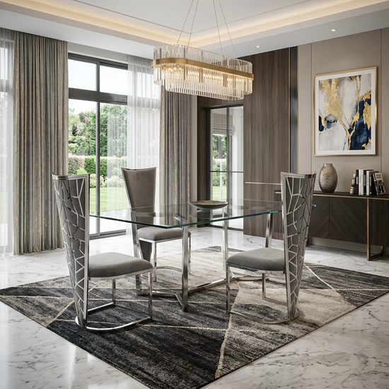Vienna & Sofia Grey and Silver Dining Chair